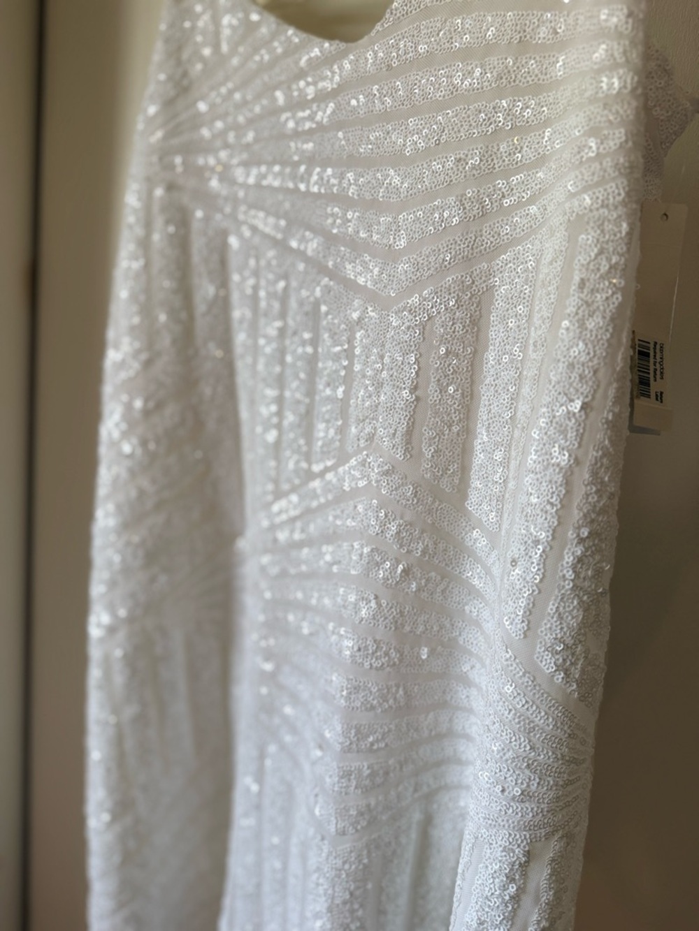 NEW Aqua mini dress White Sequin Spaghetti Straps wedding bride bridal engagemen - Picture 12 of 14
